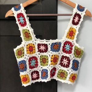 Floral crochet crop top! Size S multicolored